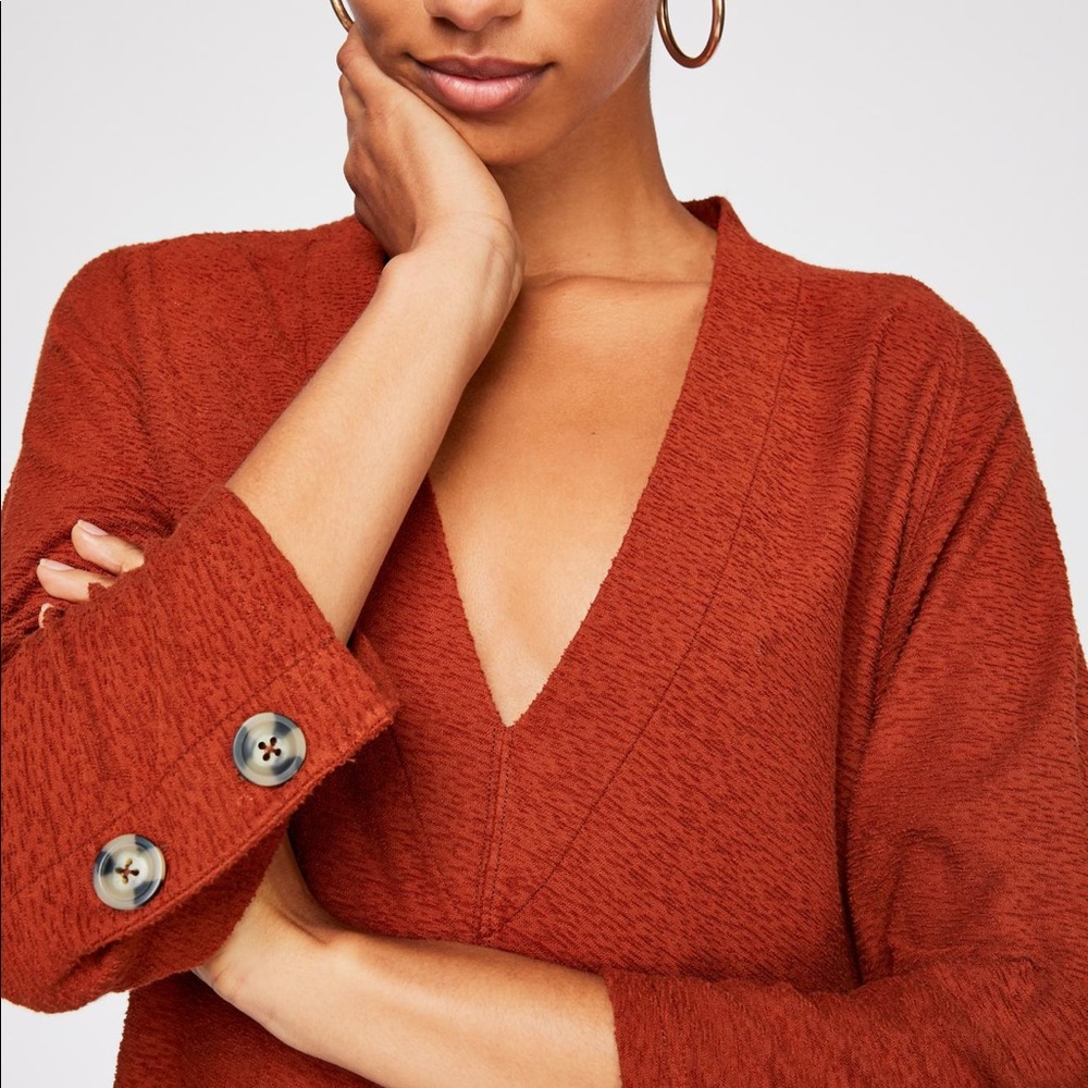 Free People Beach Orange Poppy Midi Dress | SZ M - Picture 6 of 7